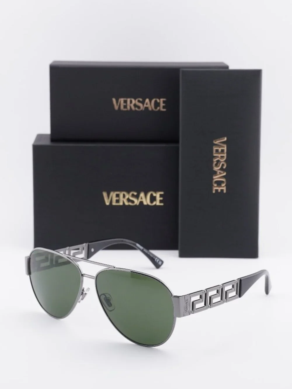 Versace VE2289 100071 Aviator Sunglasses – Gunmetal / Dark Green
